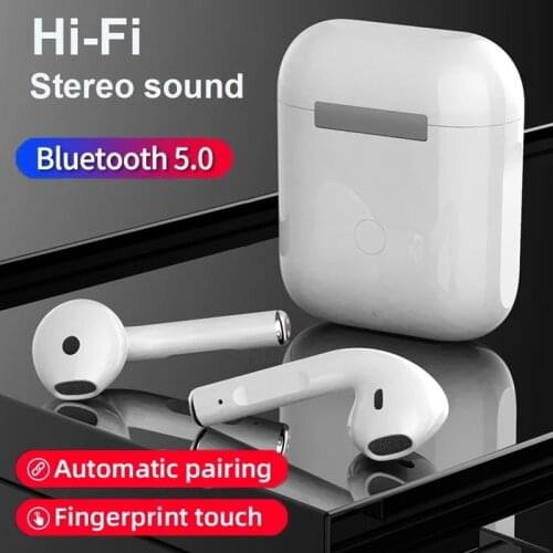 I12 TWS Wireless Stereo Bluetooth 5.1 Earphones Auto Power-On Auto Pairing Earbuds Touch Control HiFi Sound Headphones