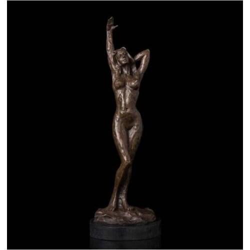 Art Deco Sculpture Abstract Woman Nude Girl Bronze Statue