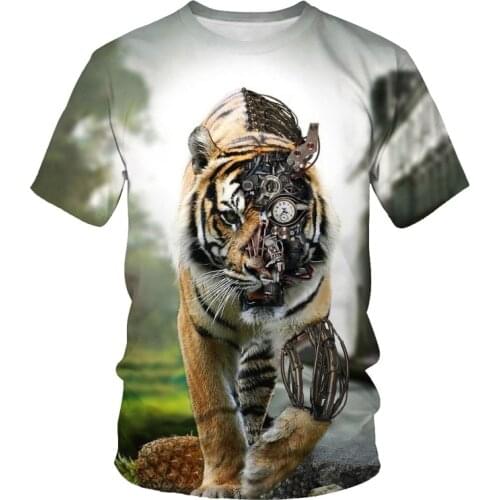 Summer fashion mens t-shirt for the king of the forest tiger lion 3D printed casual t-shirt mens hip-hop street t-shirt for me