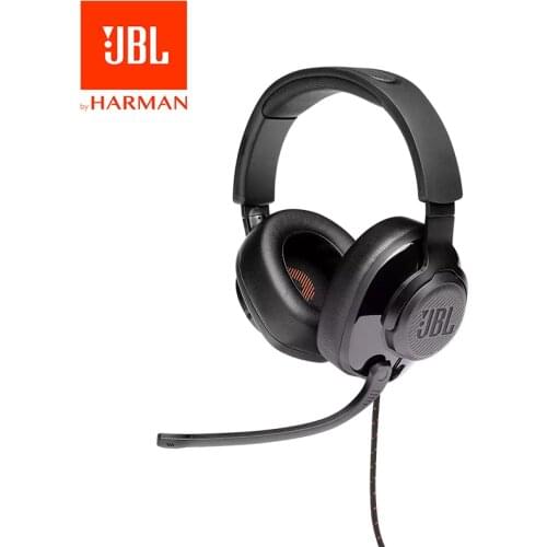 JBL Quantum 300 Hybrid wired over-ear gaming headset with flip-up mic