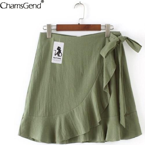 Summer Mini Skirts Women Fashion Solid Ruffles Bandage Lace Up Short Skirt Beach A-line Wrap Skirts Faldas Mujer Moda 2020 New