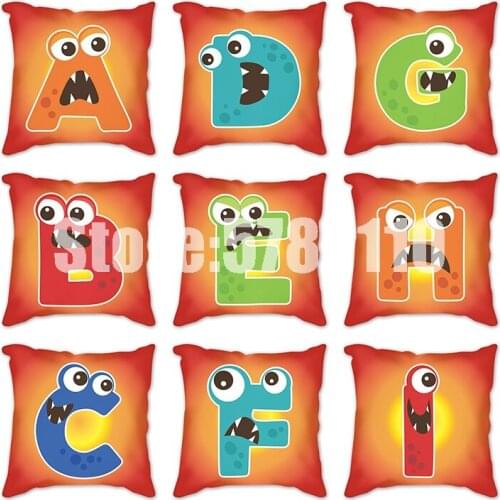 Red White Letters Sofa Decorative Cushion Cover Pillow Pillowcase Polyester 45*45cm Throw Pillow Home Decor Alphabet Pillowcover