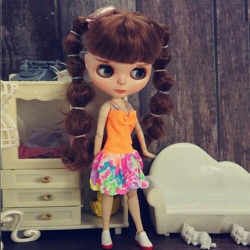 Colorful Floral Fashion Doll Clothes For Blythe Doll Outfits Orange Dress For Blythe 1/6 Dolls Accessories Toys