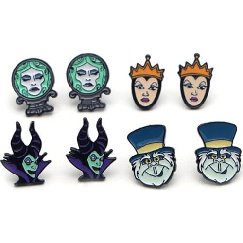LB1678 Maleficent Witch Queen ute Art Enamel Studs Earrings for Woman Cartoon Anime Unusual Earrings 2021 trend Jewelry