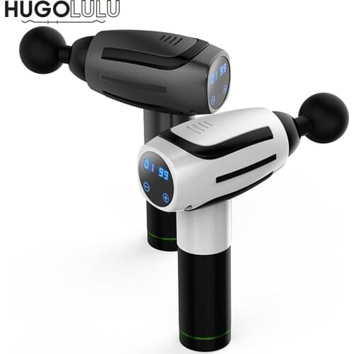 New LCD Black Touch Screen Body Massage Gun Muscle Management Training Tissue Exercising 6 Replaceable Massage Heads Bag