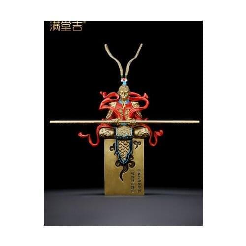 "struggle against Buddhas reverie" Copper sculpture grand saint sun wukong placed wine cabinet porch decorative decoration