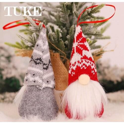 Cute Christmas Cap Faceless Doll Little Figurine Ornament Decoration Nordic Gnome Old Man Doll Christmas Tree Deco