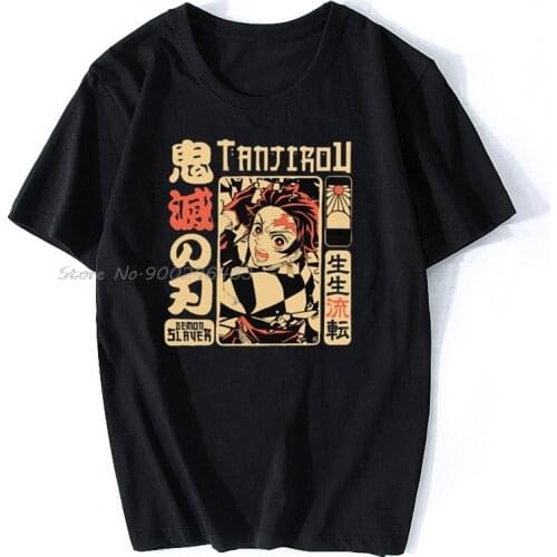 Vintage Demon Slayer T shirt Men Short Sleeve Kimetsu no Yaiba Nezuko T-shirt Tanjiro Kamado Casual Cotton Manga Anime Tee Gift