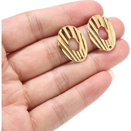 New 23mm*16MM Golden stainless steel Post Stud Earrings Real Gold Plated for Dangle Earring Jewelry Making