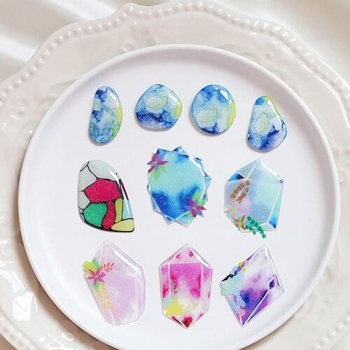 Rendering Pattern Geometric Irregular Rhombus Acetate Charms Diy Hand-Made Jewelry Material Accessories Resin Pendants 10pcs