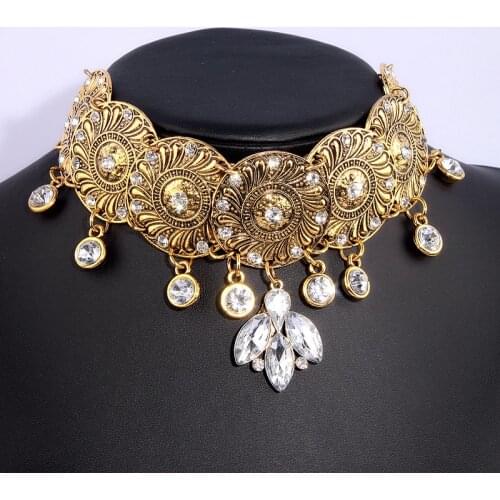 Vintage Choker Necklace Crystal Luxury Collar Chokers Necklace Women Chunky Maxi Statement Necklace Jewelry Accessories X1724