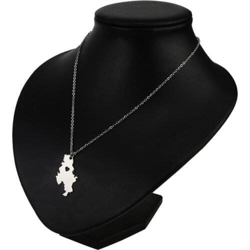 Europe And The United States Hot Sell Stainless Steel Serbia Map Pendant Necklace