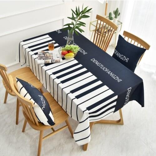 Piano Print Tablecloth Plastic Table Cover Waterproof Rectangular Kitchen Dining Birthday Party Coffee Tea Table Cover JS134C