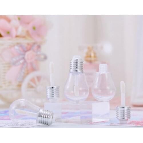 2pcs/lot 9ml Light Bulb Shaped Empty Lip-Gloss Tube Clear Refillable Lip Balm Bottles Plastic Refillable Tubes for DIY Lipstick