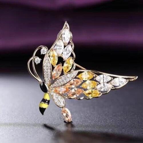 Zlxgirl jewelry luxury brand AAA cubic zircon butterfly brooch scarf Corsage Pins nice fashion new year pin brooches gifts