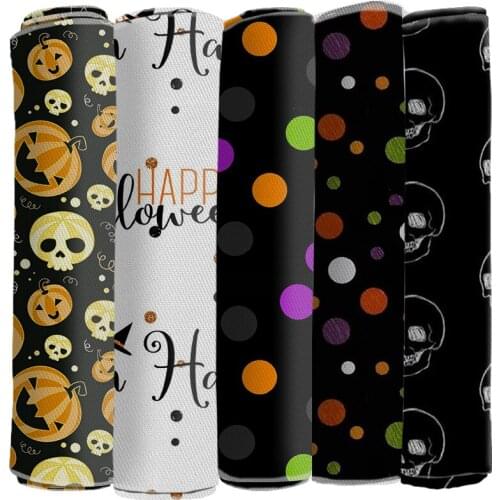 Halloween pumpkin ghost Printed Twill Polyester Cotton Fabric 50*145cm for DIY Hair Bow Scarf Home Textiles Materials