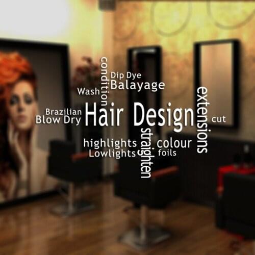 Hair Design Salon Sticker Beauty Salon Decal Haircut Posters Vinyl Wall Art Decals Decor Windows Decoration Mural Mb0061