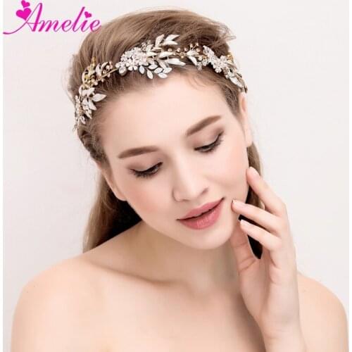 Wedding Hair Jewelry Crystal Bridal Headbands With Flower Leaf hair vine Opal Regal Woman Headpiece Party Prom Hair Accessories