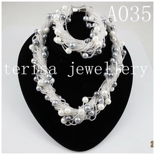 Unique Pearls jewellery Store 8mm Round Sea Shell Pearl Necklace Bracelet 24 rows Magnet Clasp Perfect Birthday Women Gift A35