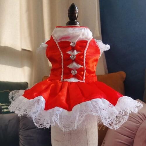 Pet Dog Wedding Dress Princess Lace Imitation Silk Skirt Bowknot Maid Style Summer For Puppy Chihuahua Pomeranian Kitten Costume