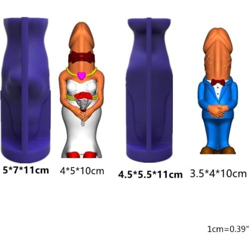 2 Pcs Funny Wedding Couple Candle Epoxy Resin Mold Plaster Silicone Mould