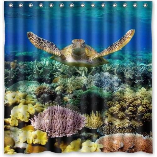 High Quality Polyester Shower Curtain Sea Turtle Modern Design Waterproof Fabric Curtains For Bathroom 72*72inch