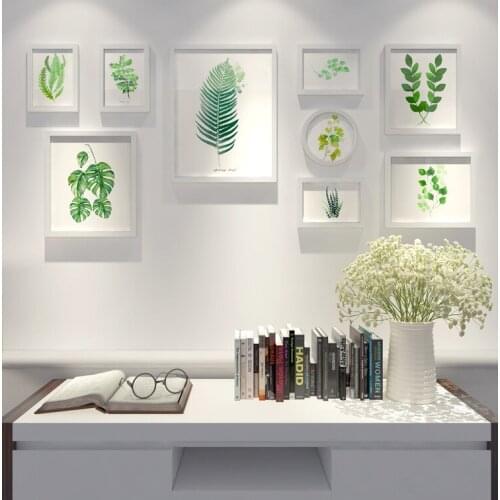 Green Plant Round Picture Frame Pastoral Combination Wall Photo Frame Wedding Photo Study Mural Decorative Framework Wall L