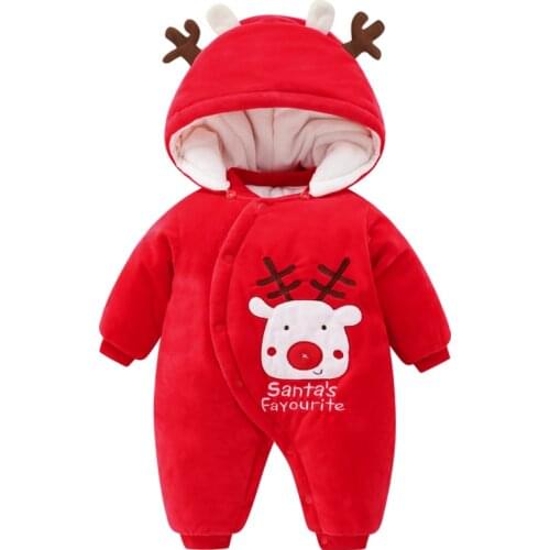 Winter suit of one-piece clothes for newborns, one-piece clothes for boys and girls, warm coat of thickened cotton clip