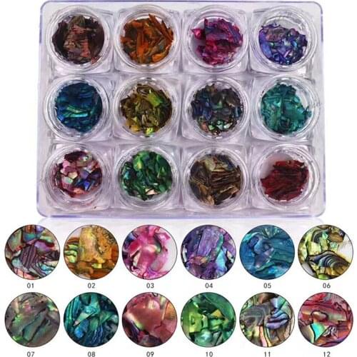 1 set new arrive 12 colors natural shell pieces nail art decoration acrylic nail products Manicure Tool set sea wind style items