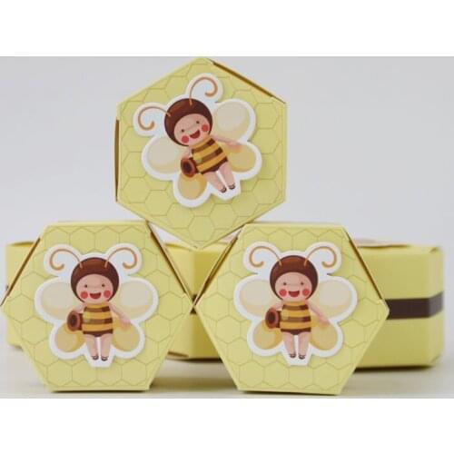 10pcs Bumble Bee Candy Boxes Treat Box Paper Beehive Gift Box for Bee Party Decoration Bee Birthday Baby Shower Favors Supplies
