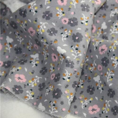 100% cotton plain sanded gray pink flowers printed soft cozy fabrics for autumn apparel bedding shirt handwork patchwork crafts