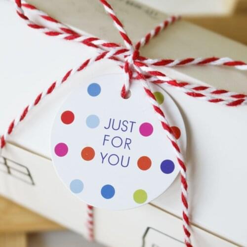 100pcs Round Thank You Merci Polka Dots Paper Tag 4cm Gift TagSewing Tag Price Label Cards Wedding Party Decoration Tag