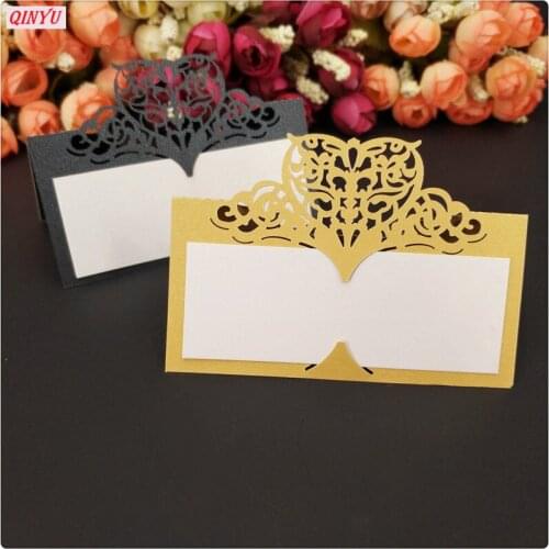 100Pcs Laser Cut Heart Seat Card Wedding Name Cards Vintage Table Number Name Card Wedding Supplies Decoration 5Z-SH871