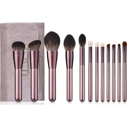 12Pcs Fashion Makeup brushes set with Bag Flame Brush Flat Head Blush Powder Foundation Cosmetic Tools Kit ZP1201