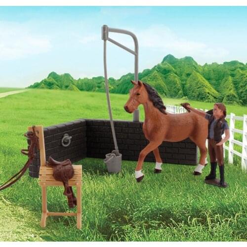 8Pcs/Set Horse Washing Set Toy Safe Vivid PVC Simulation Model Toy for Home
