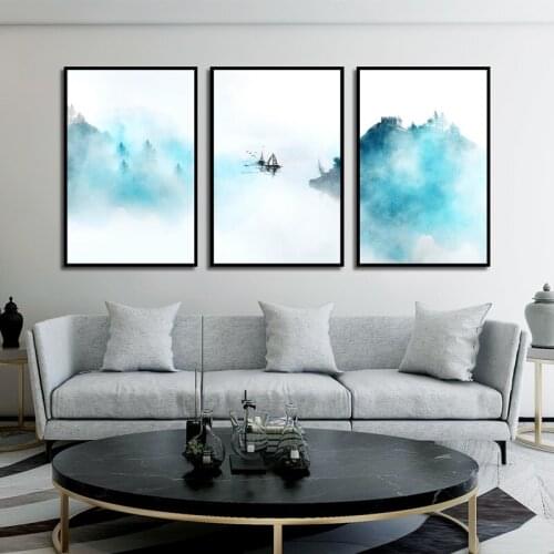Abstract Mountain Lake Landscape Picture Nordic Home Art Canvas Painting Scenery Living Room Bedroom Wall Posters and Prints