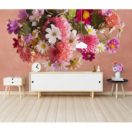 Bacal Pink Red 3D Flower Mural Wallpaper for Walls Bedding Room Sofa Background 3D Flower Mural Wall papers 8d stickers