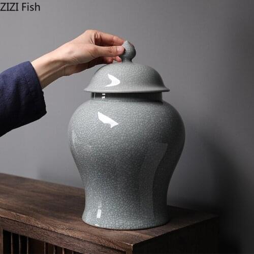 Large General Jar Ceramic Candy Jar Tea Caddy Tabletop Storage Ornaments Classical Porcelain Storage Jars Vintage Home Decor