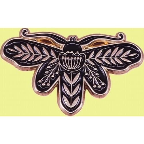 Nature Hawk Moth plant Insects hawkmoth enamel pin tattoo art brooch badge