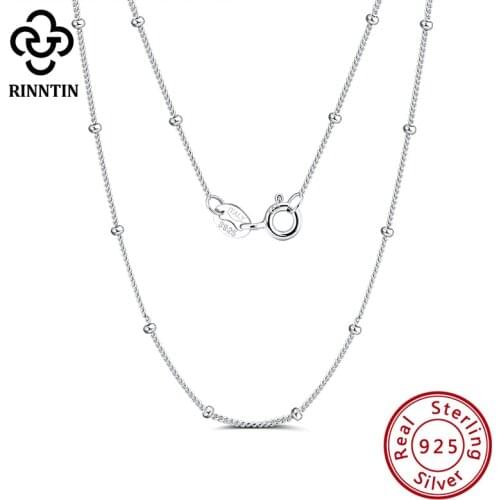 Rinntin S925 Silver 40cm Twisted Rope Snake Bamboo Box Beads Link Figaro Thin Thick Chain Pendant Necklace for Women Men SC22