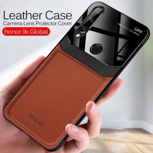 Leather Mirror case For huawei honor 9x Global STK-LX1 camera lens protective cover on honor 9 x Premium honor9x honer 9x Coque