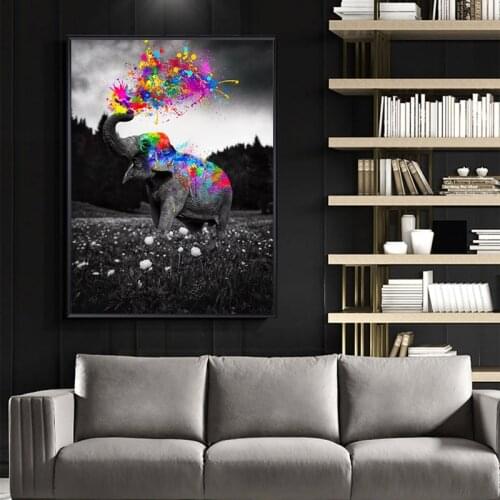 Black and White Elephant Quadro Decoration Mural Wall Art Posters Bedroom Living Room House Decor Painting on Canvas No Frame