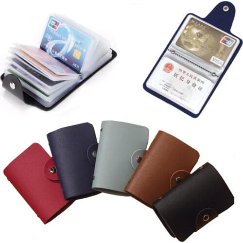 1pc 24 Bits Cardholder PU Leather ID Card Wallet Cash Holder Organizer Case Business Credit Card Holder Bank Card Package Bag