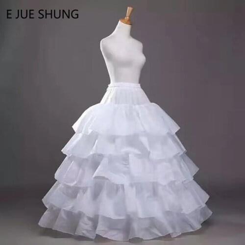 E JUE SHUNG Free Shipping 4 Hoops 5 Layers Wedding Petticoat Ball Gown Crinoline Slip Underskirt For Wedding Dress High Quality