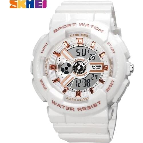SKMEI Electronic Watch Men Fashion 2 Time Chrono Women Wristwatch Military LED Digital Watches 50M Waterproof Mens Clock 1689