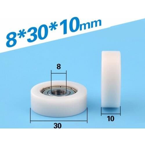 [F0830-10]Free shipping high quality ball bearing inner 8mm flat type plastic POM pulley roller 8*30*10mm 0830K
