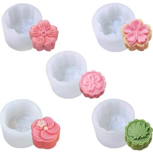 Mooncake Mold Chocolate Muffin Cups Mid-Autumn Festival Snowy Moon Cake Baking Pans Handmade Silicone Soap Molds for Kid