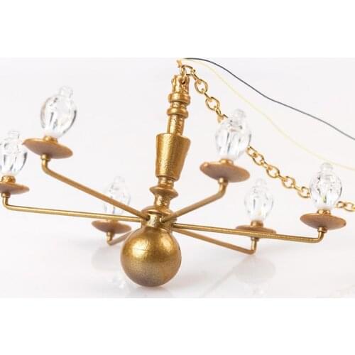 C5AA 1Set Scaled Model Toy Gift for Toddler Dollhouse Furniture Set Vintage Miniature Ceiling Lamp Interactive Play House