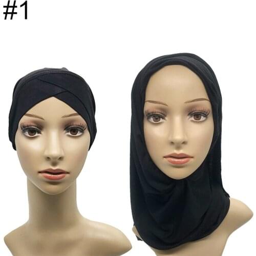 10set Hijab Modal Women Criss cross Stretch Cap and Scarf set Muslim Headscarf set Islamic inner Caps & hijab tube hat scarf set