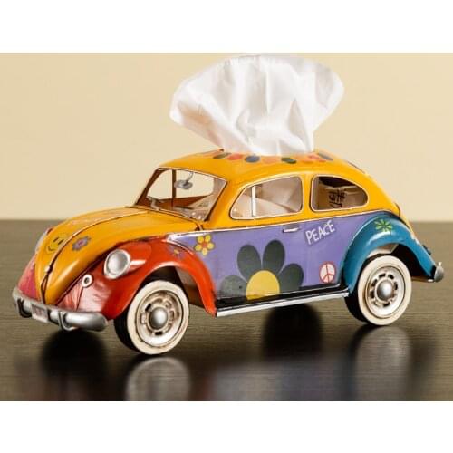Creative Iron Art Simulation Car Tissue Box Color Retro Car Model Drawer Box Living Room Ornaments Decoration Window Decoration